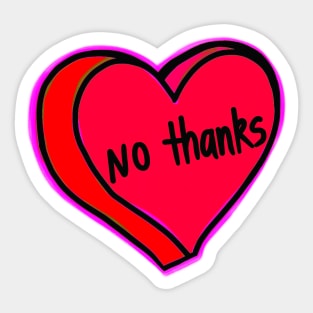 No Thanks Red Heart Sticker